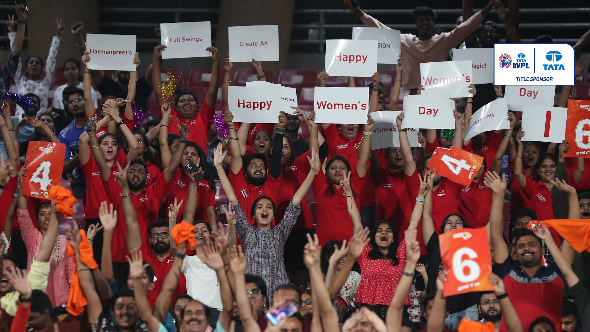 A section of the crowd at the 2023 Tata WPL at Wankhede Stadium Mumbai