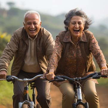 A stock photo depicting good health and old age