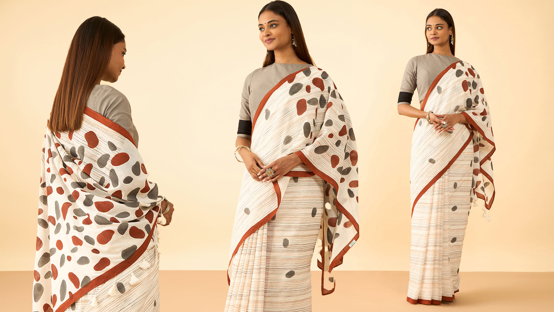 Khadi with red borders and tassels