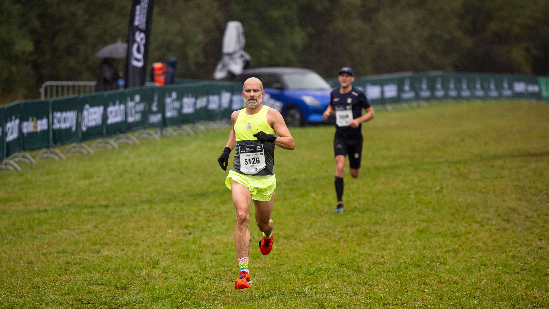 A lone runner at the race