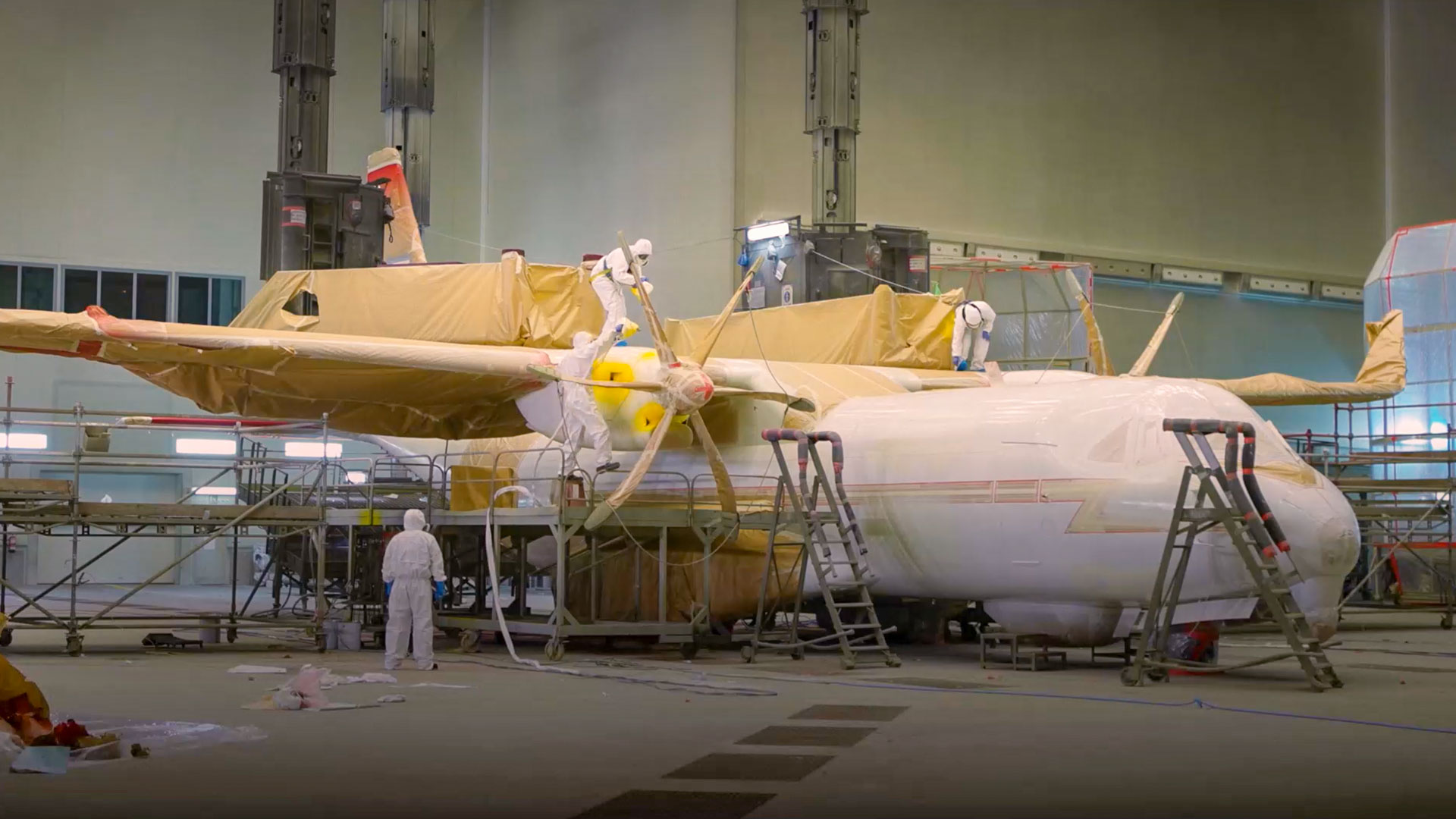 An aircraft being readied at a TASL plant