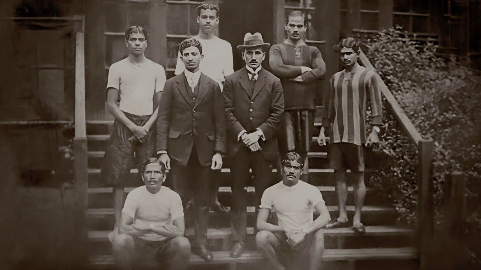 A picture of the Dorabji-sponsored Indian team for the 1920 Antwerp Olympics