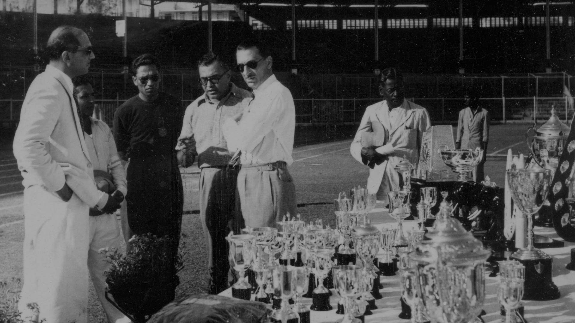 JRD Tata at the closing ceremony of the Tata Athletics Meet