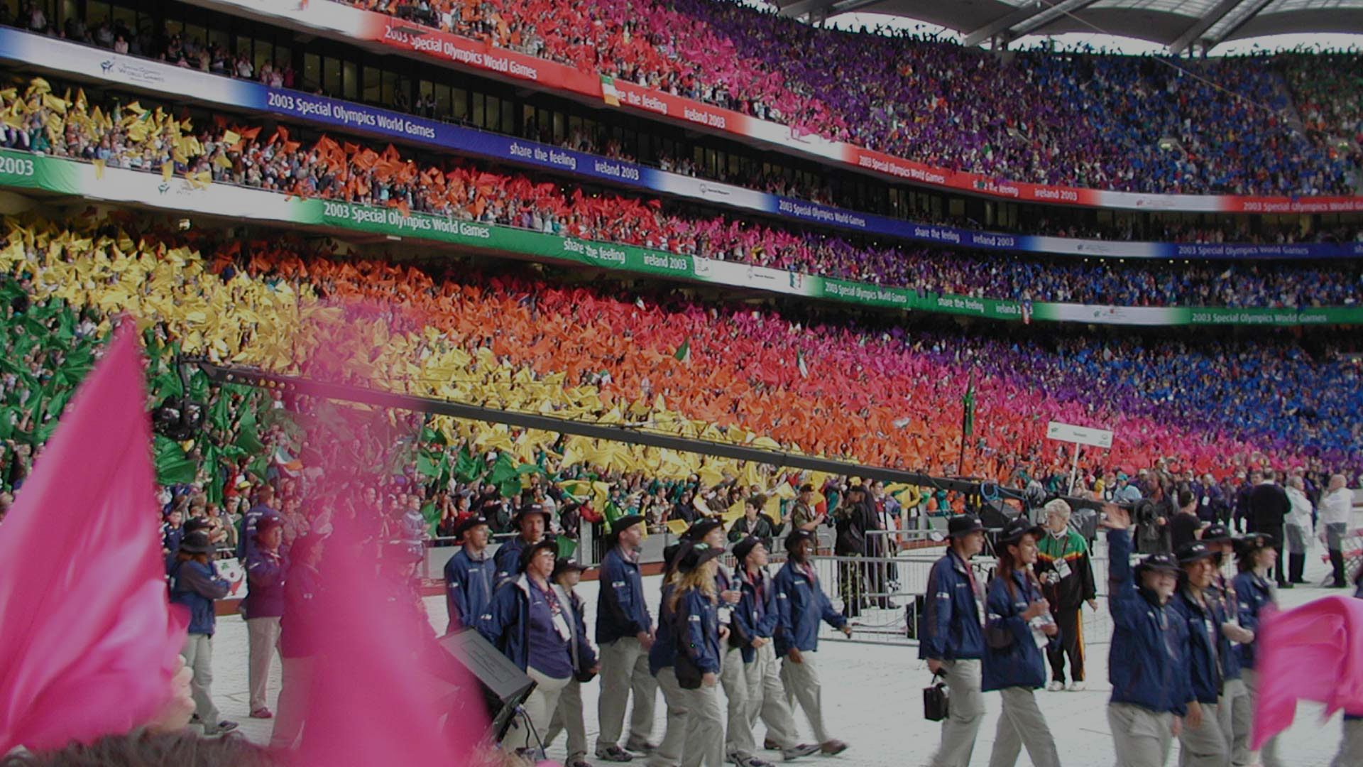 A picture of the 2003 Special Olympics opening ceremony