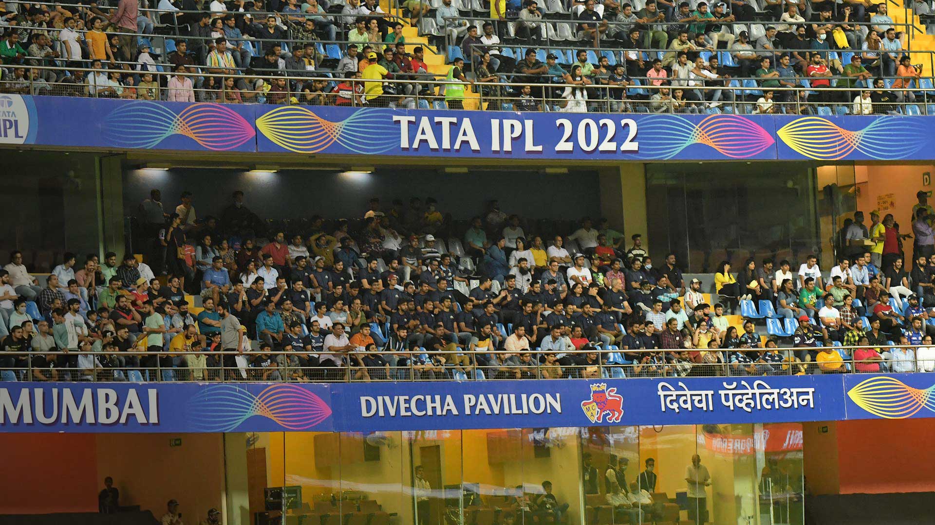 A section of the crowd at Wankhede Stadium, Mumbai during the 2022 Tata IPL